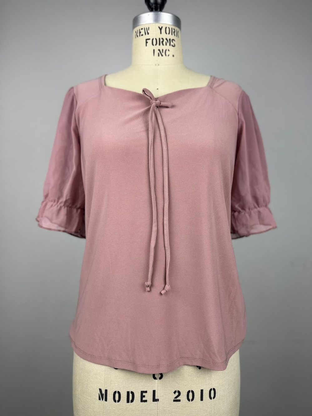 Adele & May Pink Ruffle Sleeve Tie Front Blouse Size S
